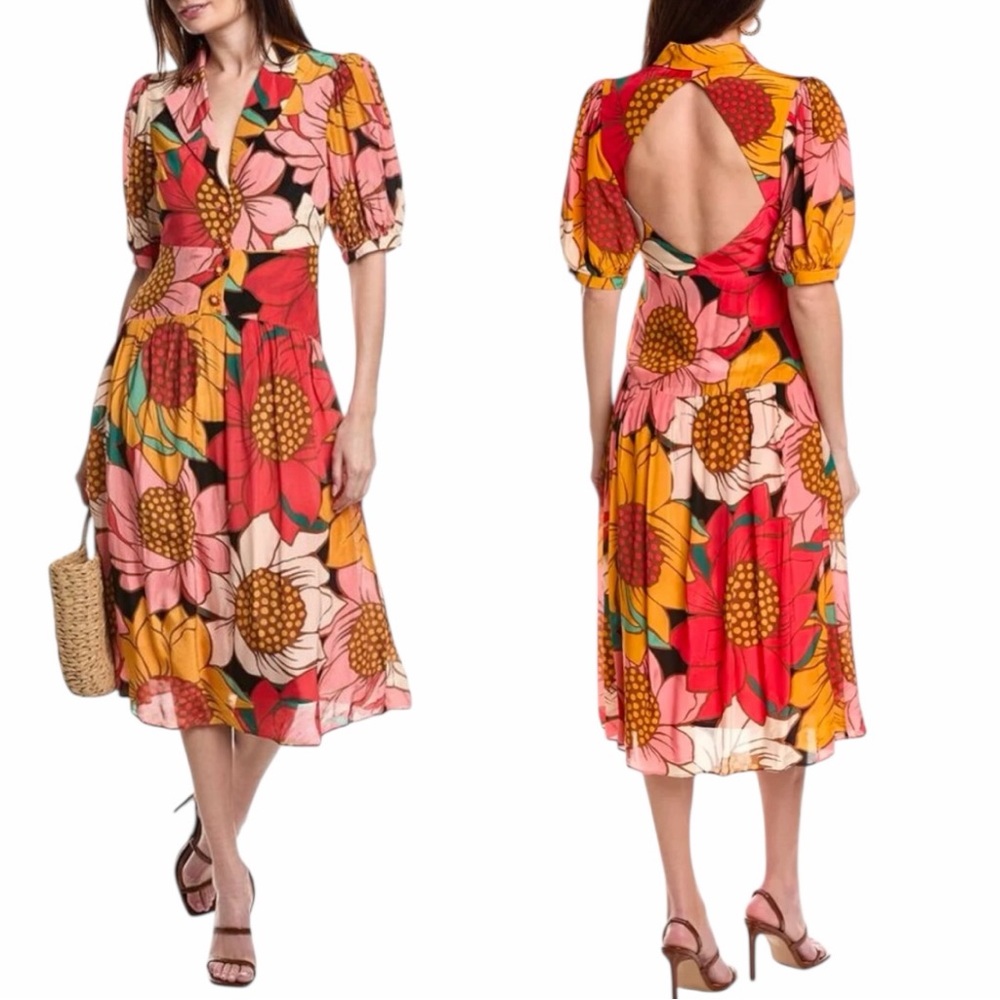 NEW Farm Rio Colorful Sunflowers Midi Dress Size XL